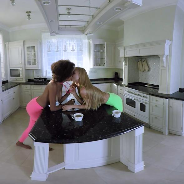 Luna and Nancy having fun in the kitchen VR Porn Video